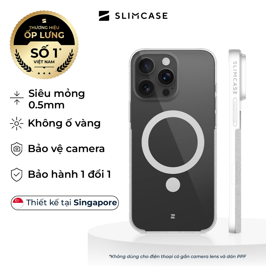 Ốp lưng UNIQUE iPhone 17 / 16 / 15 Series SLIMCASE - Không ố vàng, siêu mỏng, hỗ trợ sạc không dây