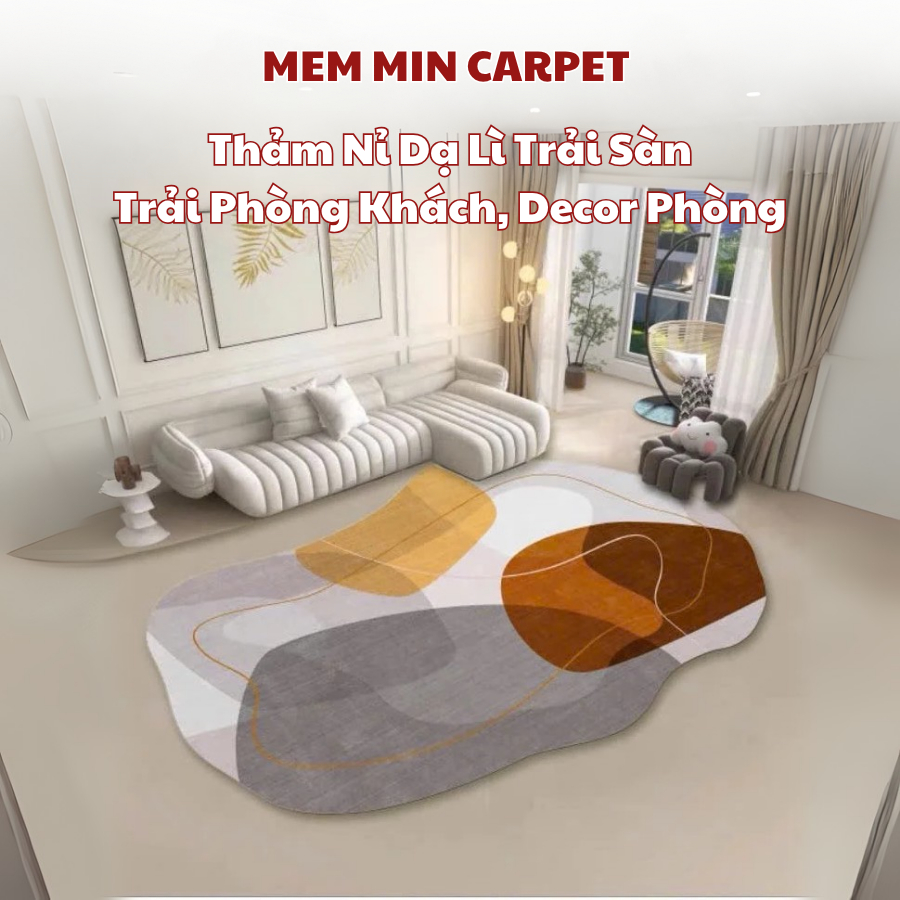 Thảm Trải Sàn Bali Nghệ Thuật Sợi Nỉ Cao Cấp, Đế Cao Su Chống Trơn Trượt Nhiều Kích Thước- Memmincarpet - TH109