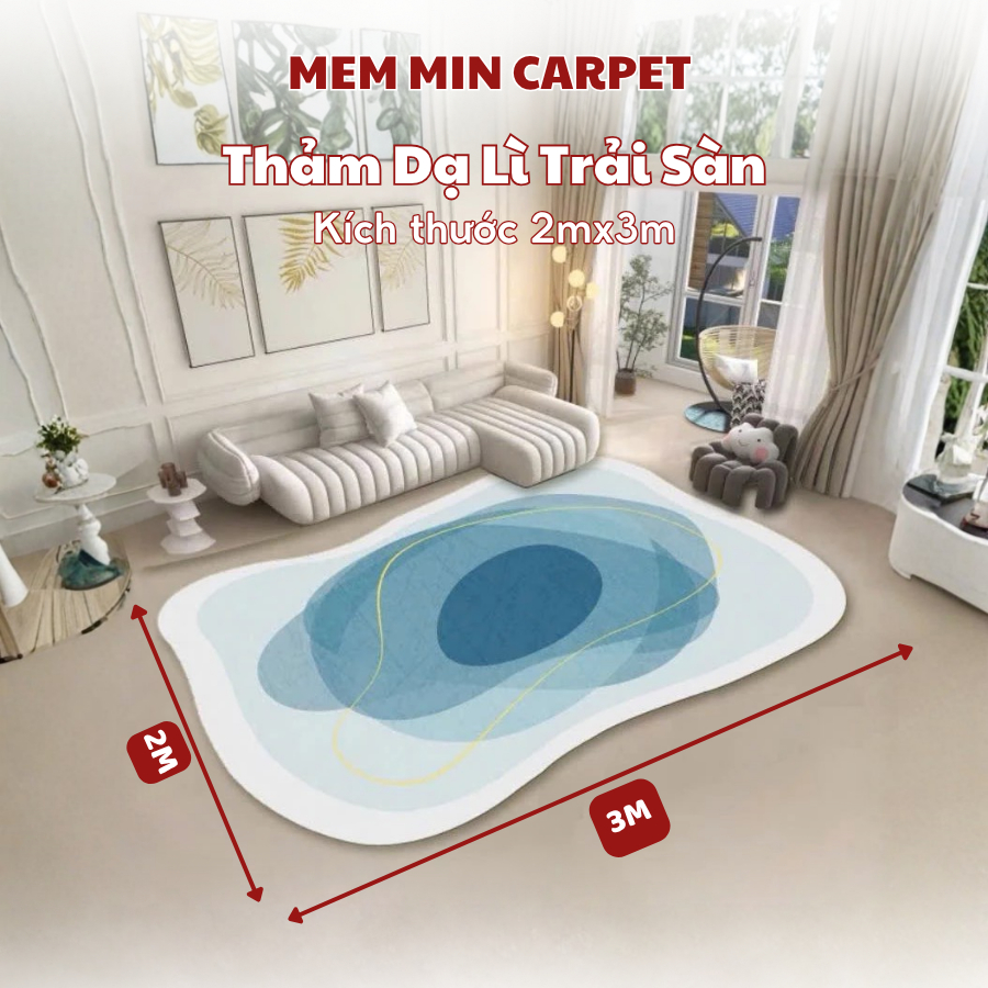 Thảm Trải Sàn Bali Nghệ Thuật Sợi Nỉ Cao Cấp, Đế Cao Su Chống Trơn Trượt Nhiều Kích Thước- Memmincarpet - TH109
