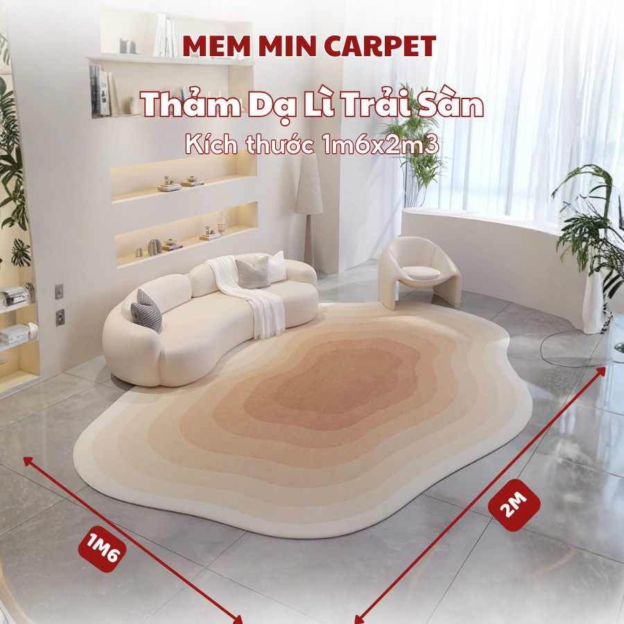 Thảm Trải Sàn Bali Nghệ Thuật Sợi Nỉ Cao Cấp, Đế Cao Su Chống Trơn Trượt Nhiều Kích Thước- Memmincarpet - TH109