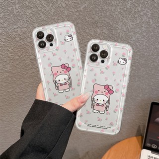 Ốp Lưng iPhone Mèo Mũ Hồng Viền Thẳng Chống Sốc, Bảo Vệ Camera - iP 7/8/X/XS/11/12/13/14/15/16/17/Plus/Pro/Max/Air