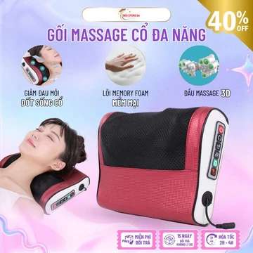 Gối massage hồng ngoại 20 bi, Gối massage cổ vai gáy cao cấp 3 chế độ, Gối massage toàn thân tại nhà