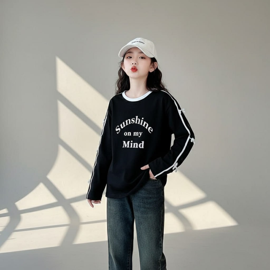 Áo da cá sunshine viền tay cho bé gái size đại BEESHOP D25074
