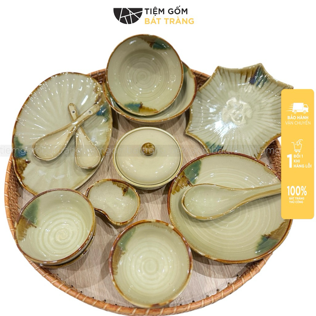 Tách Set Chén Dĩa Sứ Men Nhật Vàng Tô Canh Bát Ăn Cơm Bát Tràng Bày ...