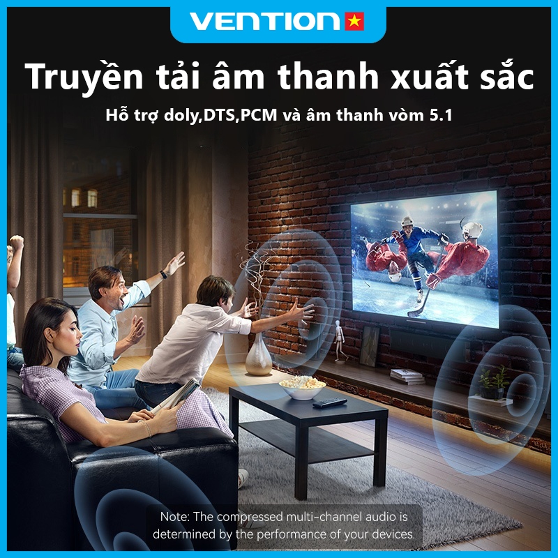 Cáp Âm Thanh Sợi Quang Vention Toslink Sang Mini 3.5mm Dài 1m Hỗ Trợ Dolby DTS PCM 5.1 Bảo Hành 2 Năm