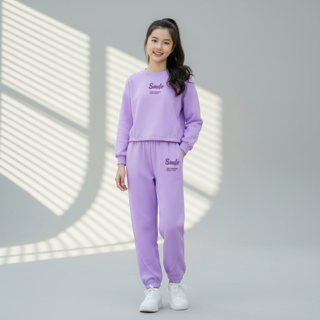 Set nỉ smile cho bé gái size đại BEESHOP D25064