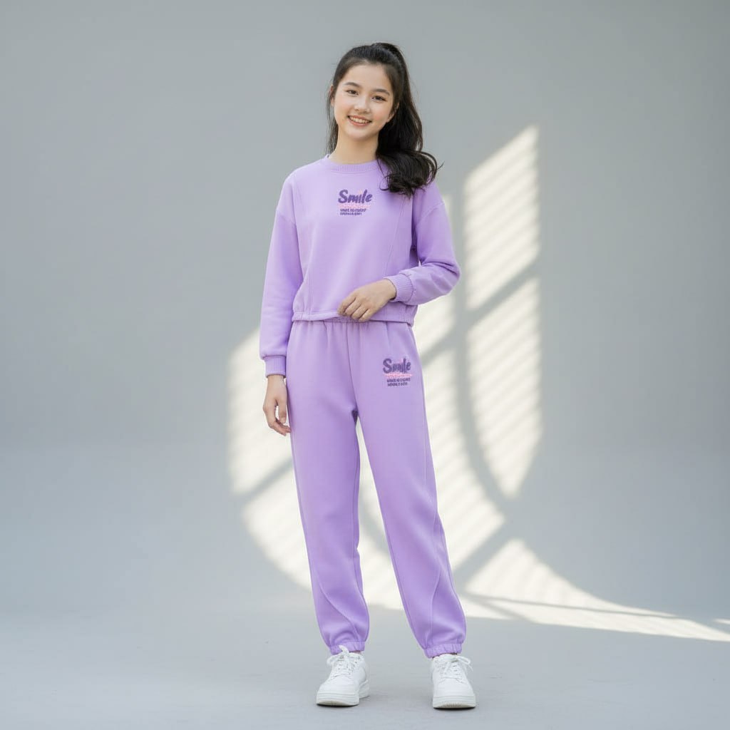 Set nỉ smile cho bé gái size đại BEESHOP D25064