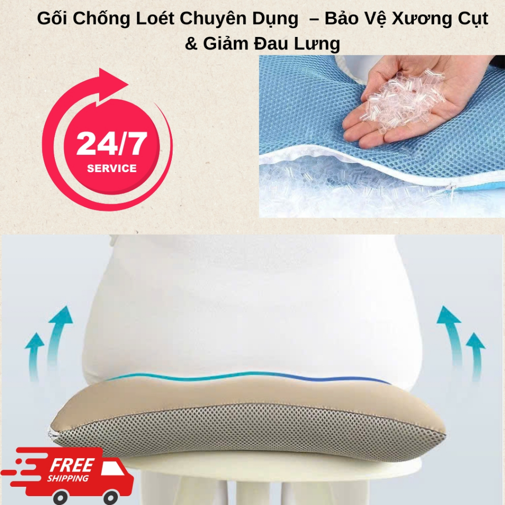 Gối Chống Loét– Hỗ Trợ Xương Cụt & Giảm Áp Lực Cho Người Nằm Lâu
