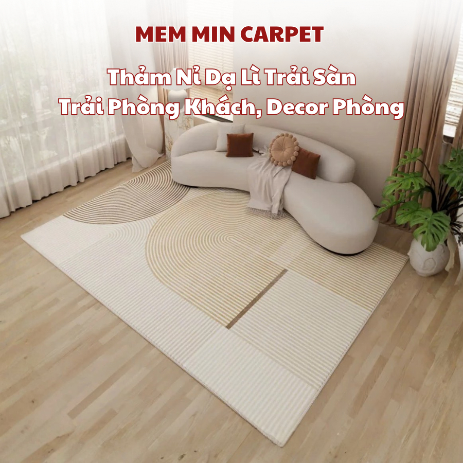 Thảm Nỉ Dạ Lì 1m6x2m3, 2mx3m Trải Sàn Phòng Khách, Thảm Cao Cấp Decor Phòng Siêu Đẹp - Memmincarpet - TH123