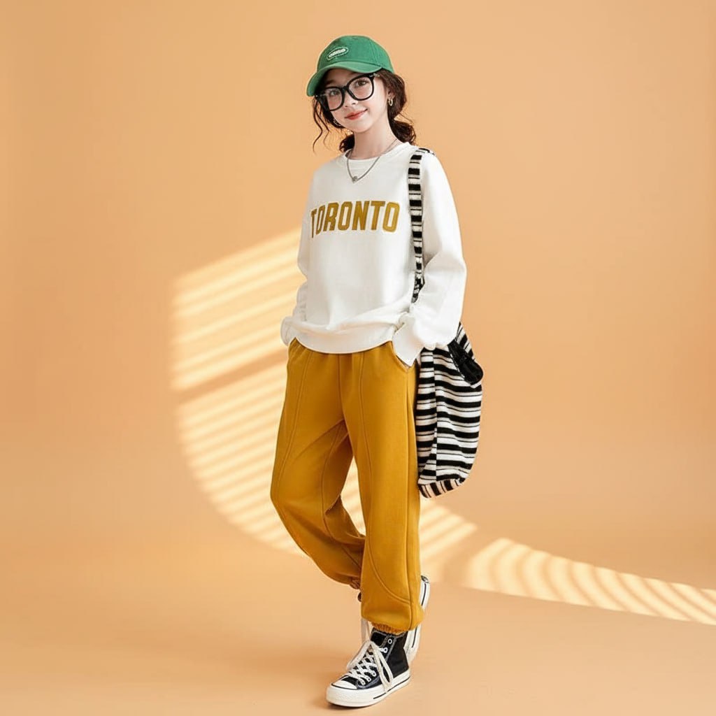 Set bộ thu đông cho bé gái size đại BEESHOP bộ đồ thu đông cho bé gái 6 - 14 tuổi D25061