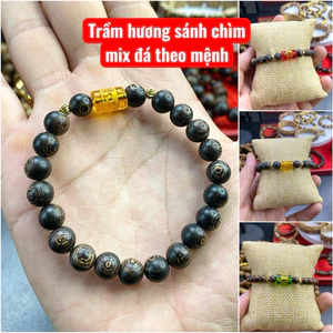 Vòng Trầm Hương Sánh Chìm Tròn size nữ mix đá mùi thơm ngọt cao cấp