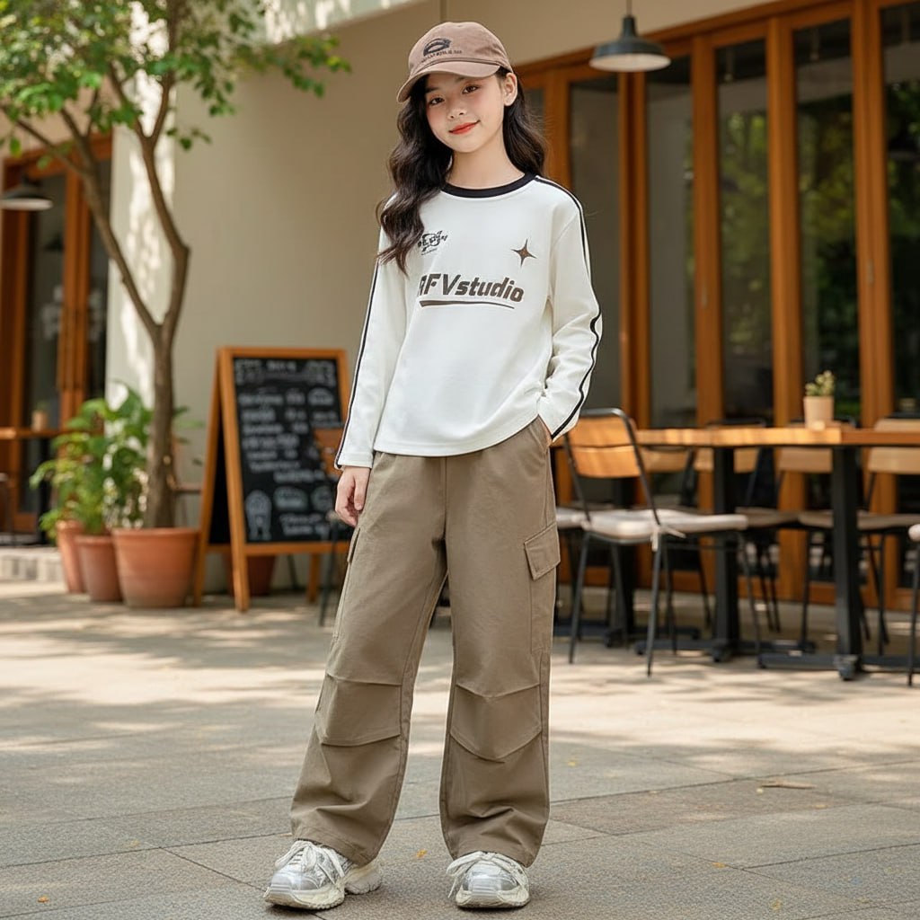 Áo cotton viền tay dây FV Studio cho bé gái size đại BEESHOP D25075