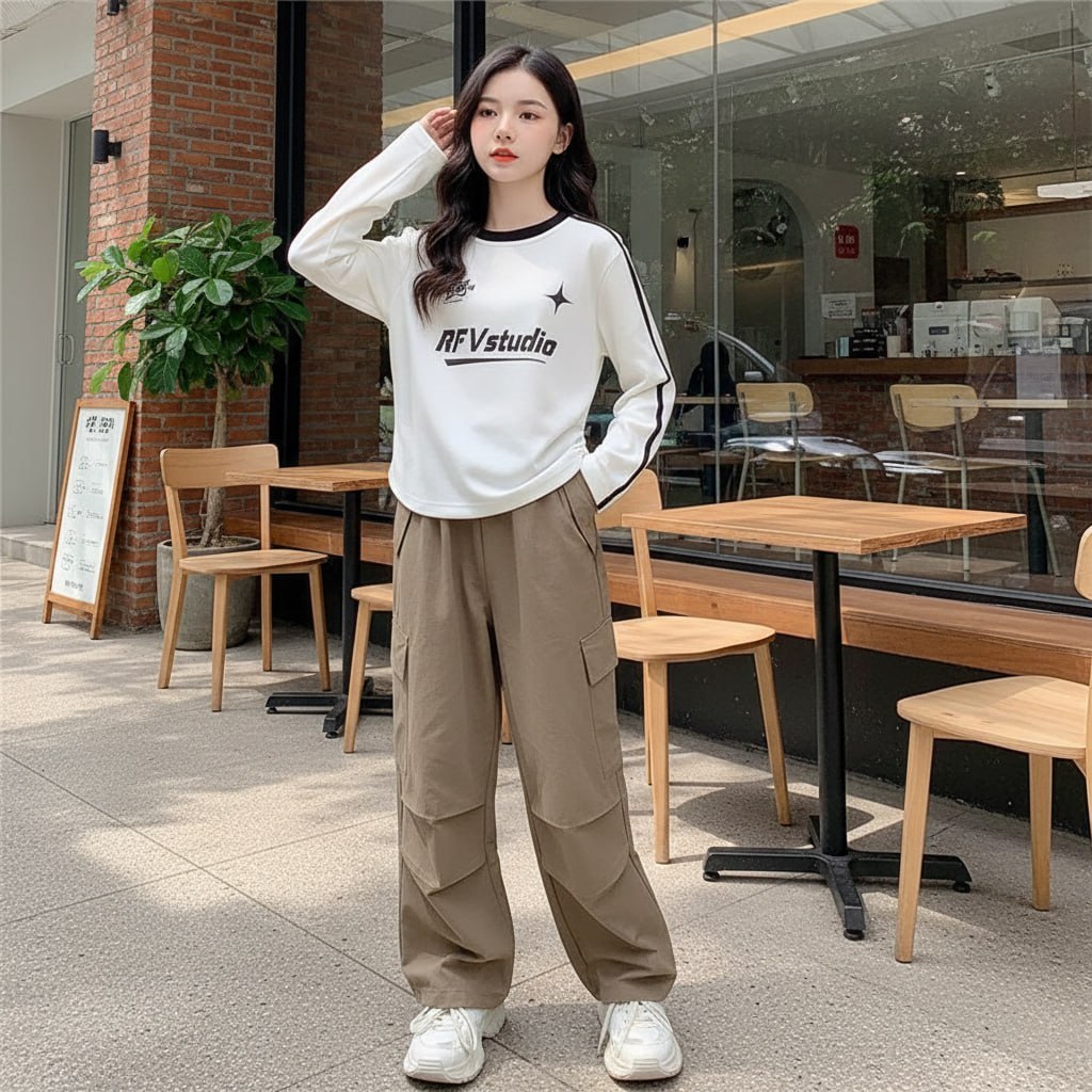 Áo cotton viền tay dây FV Studio cho bé gái size đại BEESHOP D25075