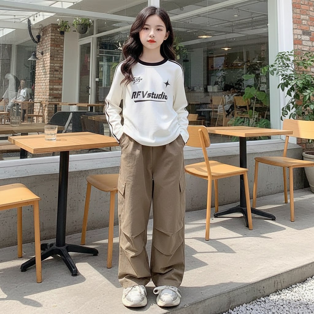 Áo cotton viền tay dây FV Studio cho bé gái size đại BEESHOP D25075