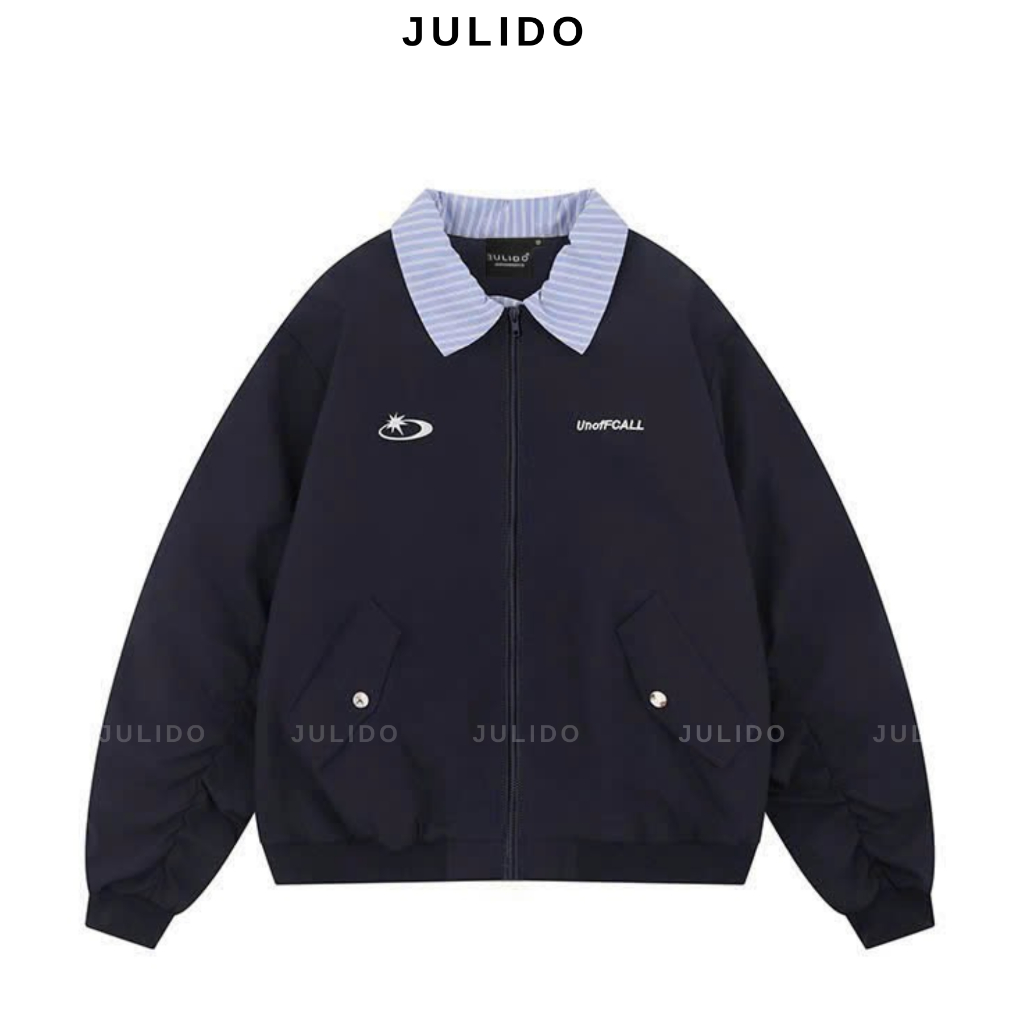 Áo Khoác Gió Tay Nhún Cổ Polo Kẻ Chất Liệu Gió Nhám Hai Lớp Cao Cấp Menswear Nam Nữ Phong Cách Thời Trang Hiện Đại Chất