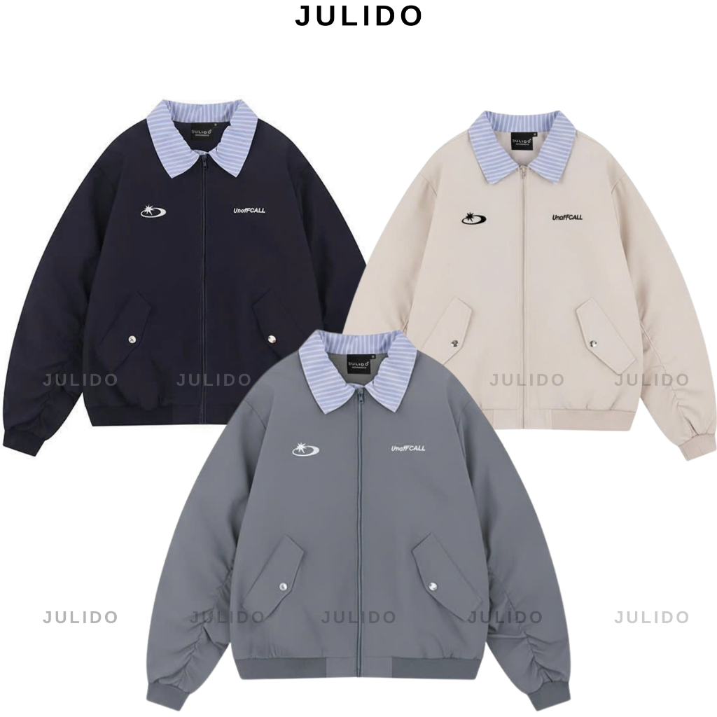 Áo Khoác Gió Tay Nhún Cổ Polo Kẻ Chất Liệu Gió Nhám Hai Lớp Cao Cấp Menswear Nam Nữ Phong Cách Thời Trang Hiện Đại Chất