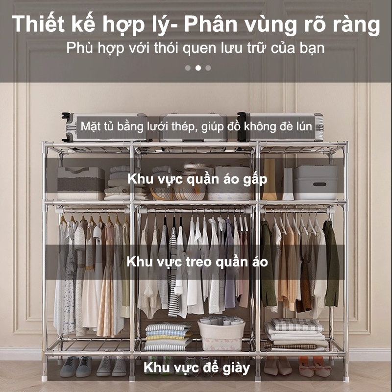 𝐎𝐥𝐢𝐟𝐞Tủ Quần Áo Tủ Vải Khung Thép Titan 2,3,4.5 Buồng Tủ Đựng Quần Áo Đa Năng Tủ Vải Đựng Quần Áo