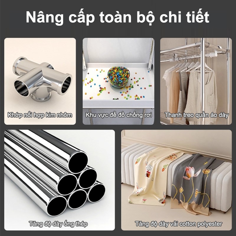 𝐎𝐥𝐢𝐟𝐞Tủ Quần Áo Tủ Vải Khung Thép Titan 2,3,4.5 Buồng Tủ Đựng Quần Áo Đa Năng Tủ Vải Đựng Quần Áo