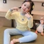 Bộ ngủ dài tay bé trai bé gái, bộ đồ dài tay thu đông cho bé chất liệu nỉ cao cấp mềm mại