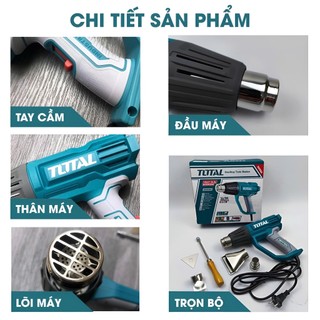 TOTAL Máy thổi nhiệt CS 2000W TB20078/ TB20045/ TB20056 + phụ kiện Có thể điều chỉnh nhiệt độ - màn hình LED