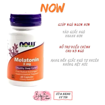 [BapBo.shop] Viên uống hỗ trợ ngủ ngon NOW Melatonin 3mg 60 viên – điều hòa chu kỳ giấc ngủ, giảm căng thẳng