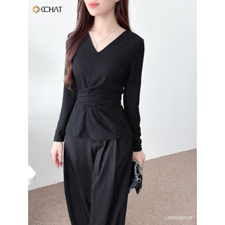 Áo Thun Nữ 𝐂𝐂𝐇𝐀𝐓 Dáng Ôm Dài Tay Mode Flow Chất Liệu Mềm Mại 15TDC2001OT