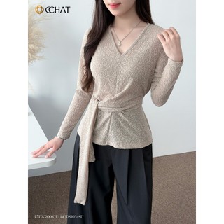 Áo Thun Nữ 𝐂𝐂𝐇𝐀𝐓 Dáng Ôm Dài Tay Mode Flow Chất Liệu Mềm Mại 15TDC2001OT