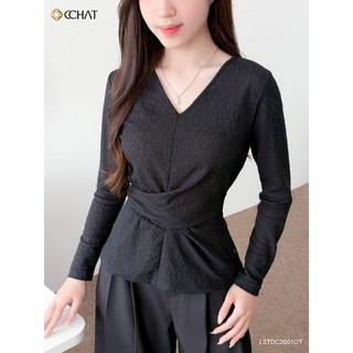 Áo Thun Nữ 𝐂𝐂𝐇𝐀𝐓 Dáng Ôm Dài Tay Mode Flow Chất Liệu Mềm Mại 15TDC2001OT
