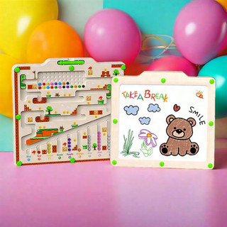 Đồ chơi giáo dục mê cung nhà nấm 2 mặt bằng nhựa ABS kèm bút từ tính- giúp bé thông minh