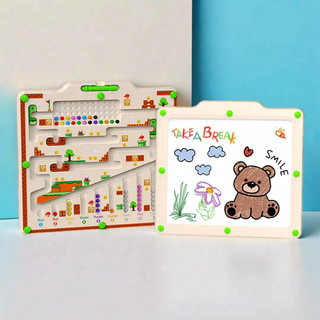 Đồ chơi giáo dục mê cung nhà nấm 2 mặt bằng nhựa ABS kèm bút từ tính- giúp bé thông minh