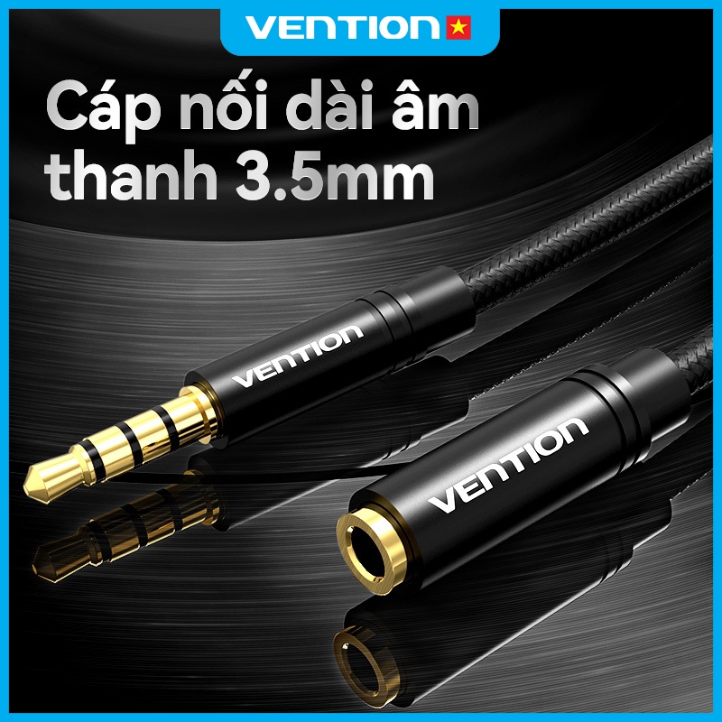 Dây AV Nối Dài 3.5mm Vention Vỏ PVC Chống Đứt Gãy, Lõi Đồng Tráng Men, Đầu Mạ Vàng Độ Bền Cao Âm Thanh Sống Động