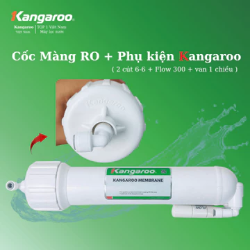Cốc màng RO Kangaroo + Phụ kiện ( 2c cút 6-6 + Flow 300 + Van 1 chiều ) ( k gồm màng RO )