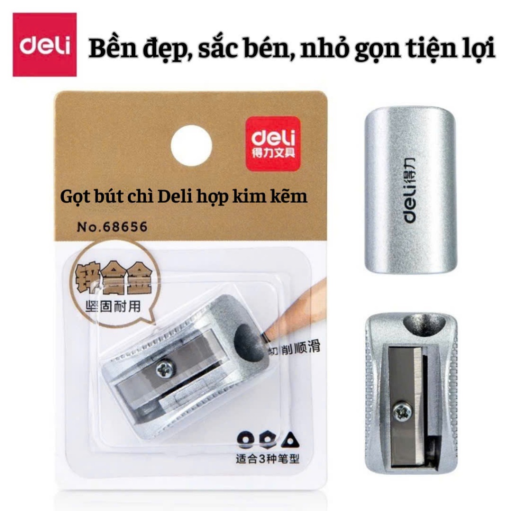 Gọt Bút Chì Deli 68656 – Kim Loại Sang Trọng, Lưỡi Thép Không Gỉ, Sắc Bén
