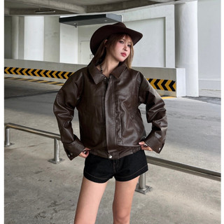 Áo khoác da nữ Forgirl áo da bo chun dáng bomber croptop chất liệu PU siêu bền năng động T081