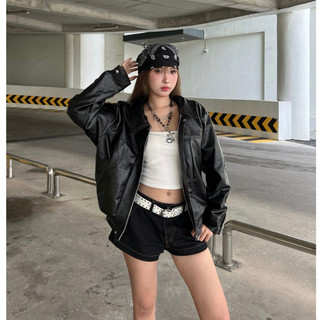 Áo khoác da nữ Forgirl áo da bo chun dáng bomber croptop chất liệu PU siêu bền năng động T081