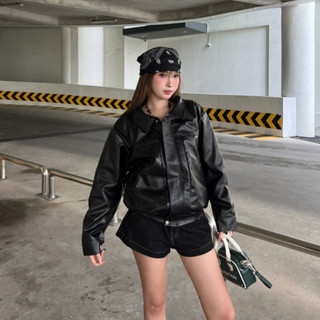 Áo khoác da nữ Forgirl áo da bo chun dáng bomber croptop chất liệu PU siêu bền năng động T081