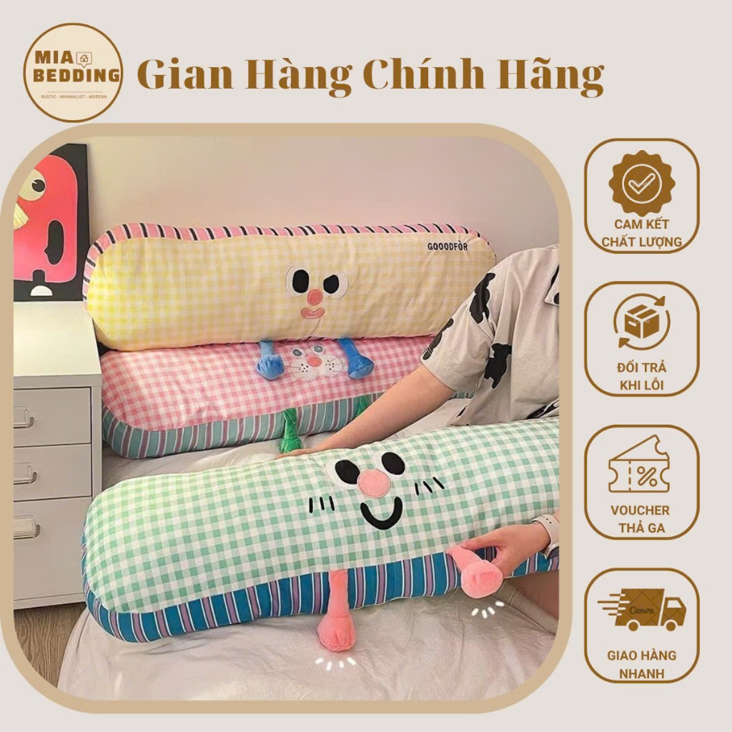Gối ôm mặt cười dễ thương, gối ôm dài êm mềm hoạ tiết nghộ nghĩnh vừa ôm vừa decor phòng