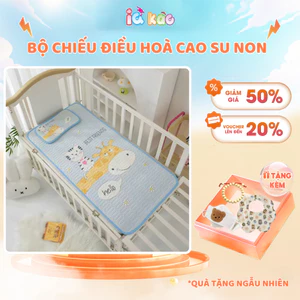 Chiếu Điều Hòa Cao Su Non Kèm Gối IQKao Cho Bé Mát Lưng, Thoáng Khí Kiêm Đệm Ngủ Size 60x120cm