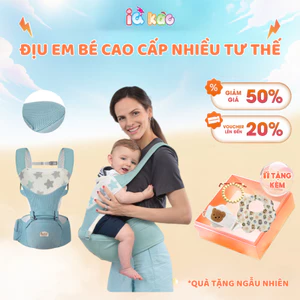 Địu Em Bé Sơ Sinh EmmaKids Cao Cấp Đa Năng Nhiều Tư Thế, Chống Gù, Vải Lưới Thoáng Khí An Toàn, Địu Trợ Lực IQKAO