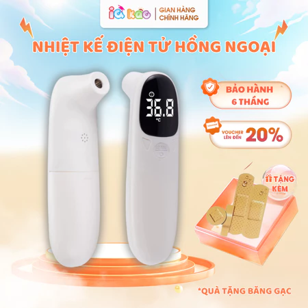 Nhiệt Kế Hồng Ngoại Điện Tử Đo Trán Cho Bé IQKAO - Đo Nhiệt Độ Cơ Thể,Thông Minh, Đa Năng, Tặng Kèm Pin