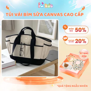 Túi Bỉm Sữa Canvas Đa Năng IQKAO Ngăn Chứa Siêu Rộng, Thiết Kế Thanh Lịch Cho Mẹ Và Bé