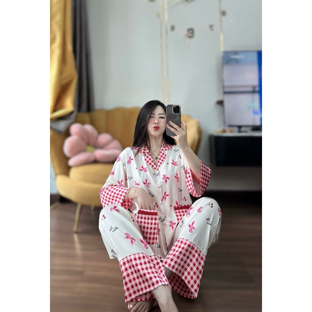 (45-65kg) DƠI TAY LỠ - Bộ ngủ pijama mặc nhà cho nữ lụa mịn mát tay dơi lỡ quần dài có cổ siêu sang