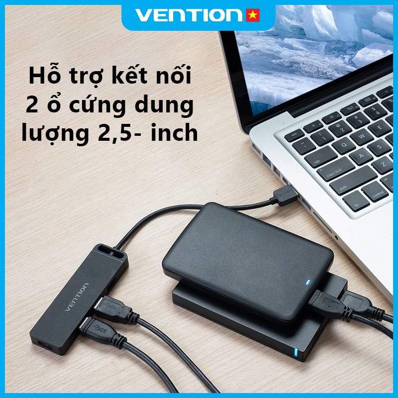 Bộ Hub 5 in 1 Vention 4 Cổng USB 3.0 Tốc Độ Cao 5Gbps , Hỗ Trợ Micro, Dùng Cho Máy Tính, Laptop, Thiết Kế Nhỏ Gọn