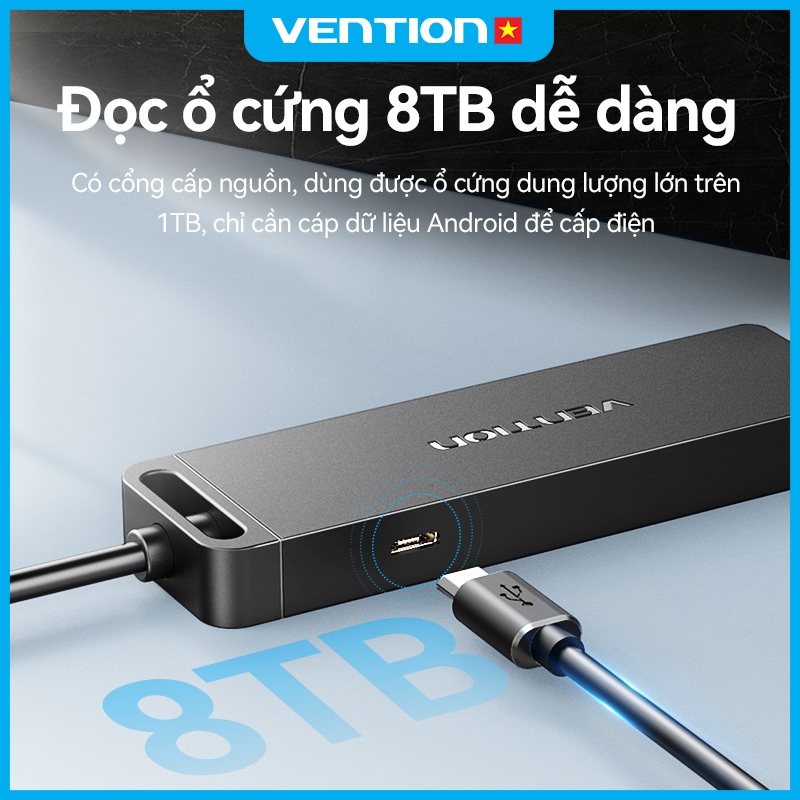 Bộ Hub 5 in 1 Vention 4 Cổng USB 3.0 Tốc Độ Cao 5Gbps , Hỗ Trợ Micro, Dùng Cho Máy Tính, Laptop, Thiết Kế Nhỏ Gọn