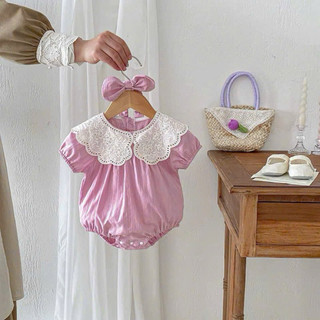 (Trứng 4-13kg) Romper tím cổ sen kèm nơ xinh hàng QCCC
