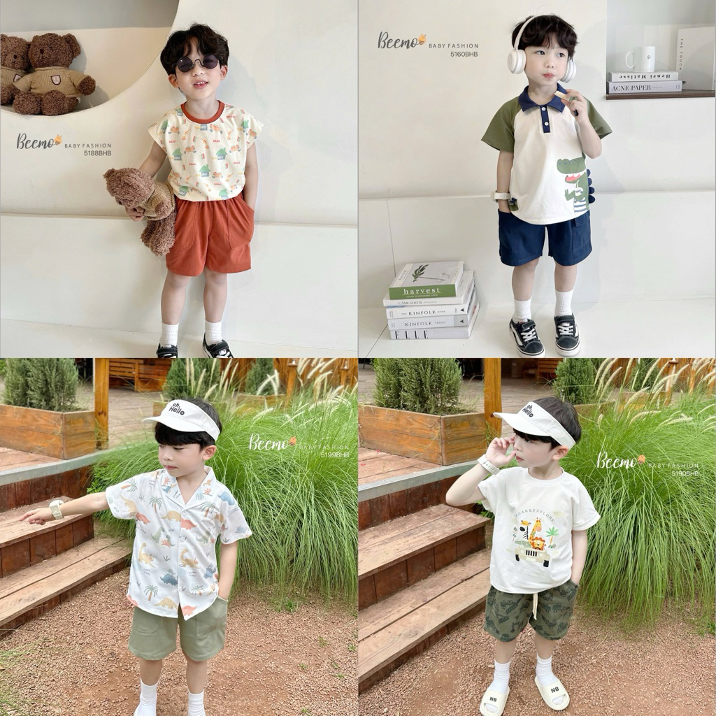 SALE Lẻ size set bộ cotton cho bé trai 9-24kg, chất cotton mềm mại thoáng mát thấm hút mồ hôi