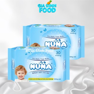 Khăn Ướt Em Bé NUNA 30 Tờ - Không Mùi Cao Cấp- Khăn Ướt Nuna Du Lịch mềm mại, An Toàn