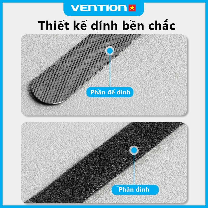 Dây Dán Cố Định Cáp Sạc Tai Nghe Vention 120x12mm, Tự Dính, Chất Liệu Polyester + Nylon Bền Chắc