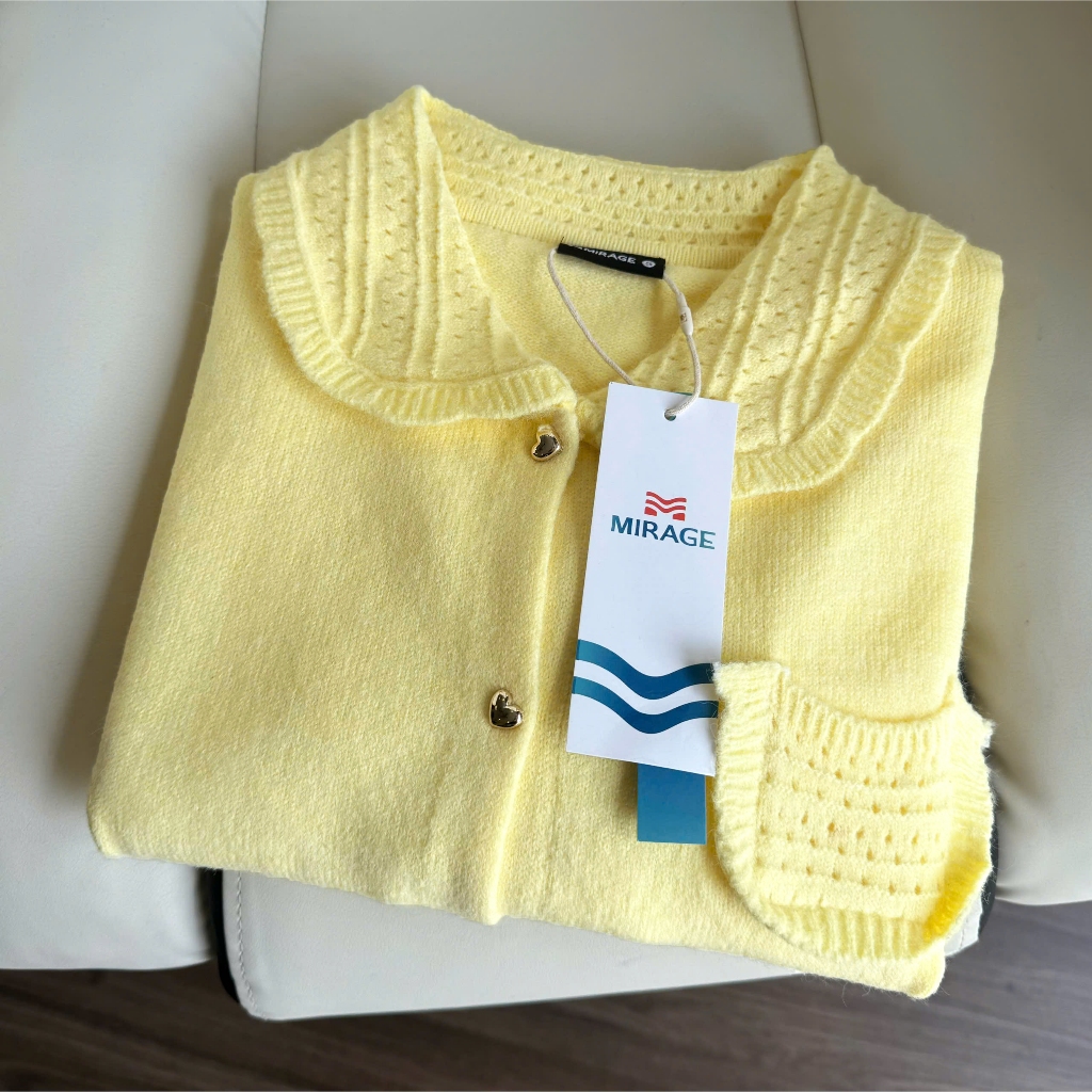 Áo Khoác Cardidgan Mirage Túi Thêu Vàng Xinh Xắn Local Brand Chất Len Mềm Mịn.