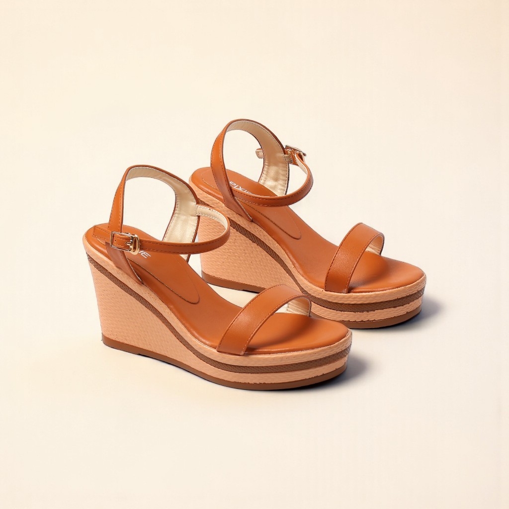 [Form nhỏ tăng size] Giày Sandal Nữ Đế Xuồng 9cm Quai Ngang Pixie H100